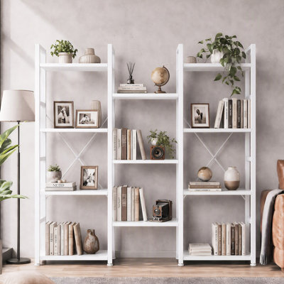 Bibliothèque à 4 niveaux avec cadre en métal, bibliothèque ouverte pour le salon, la chambre à coucher et le bureau à domicile
