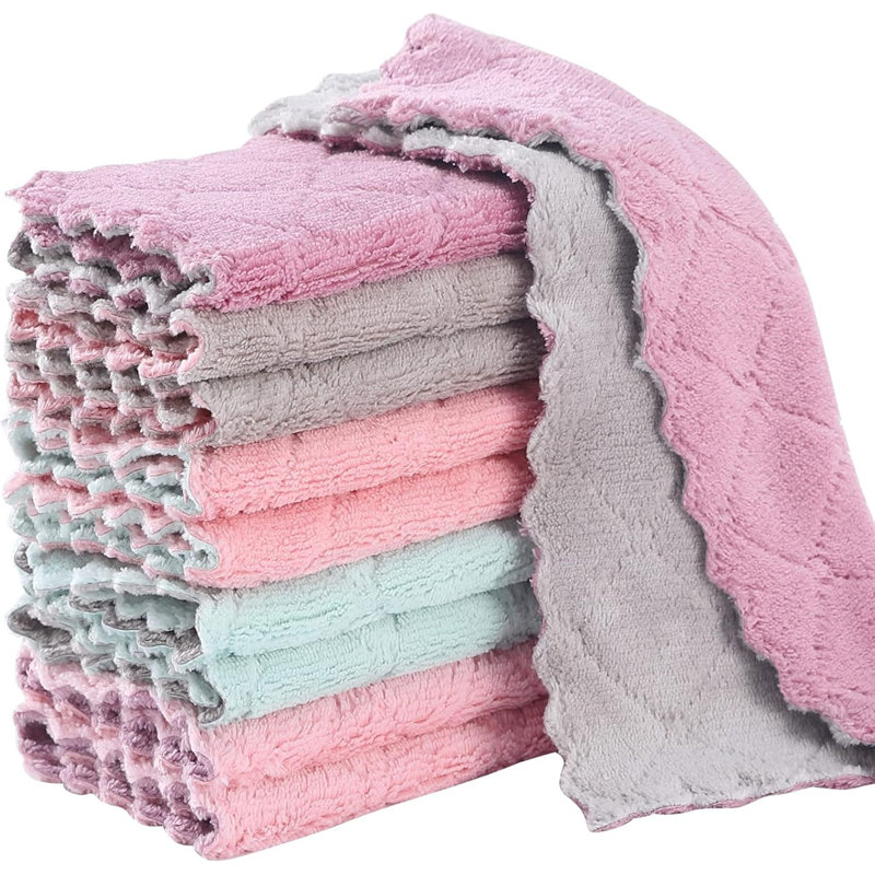 10 linges à vaisselle en tissu de cuisine, linges à vaisselle corail super absorbants, séchage rapide antiadhésif, serviette à vaisselle double face, utilisé pour la vaisselle de table