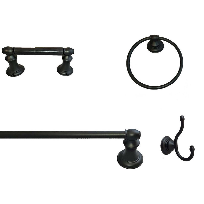 Ensemble de quincaillerie de salle de bain 4 pièces Highlander, Noir mat