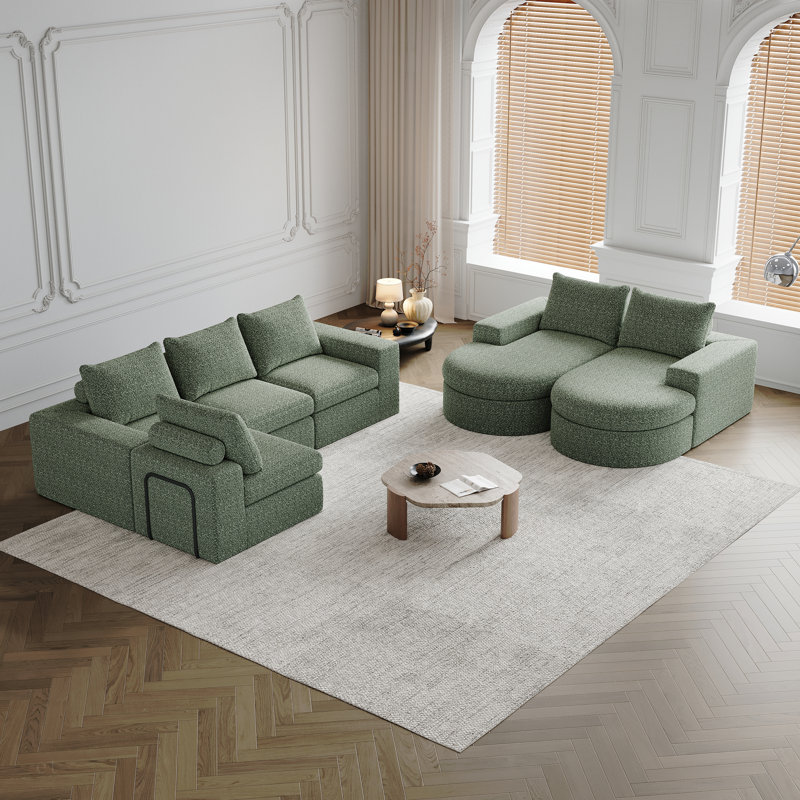 Canapé modulaire Chenille Cloud, Chenille verte
