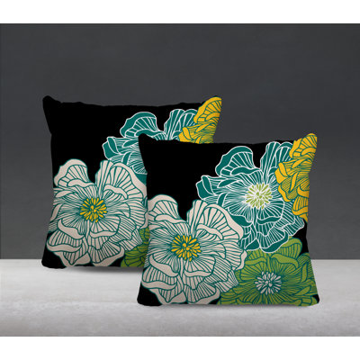 Floral Outdoor Reversible Throw Pillow