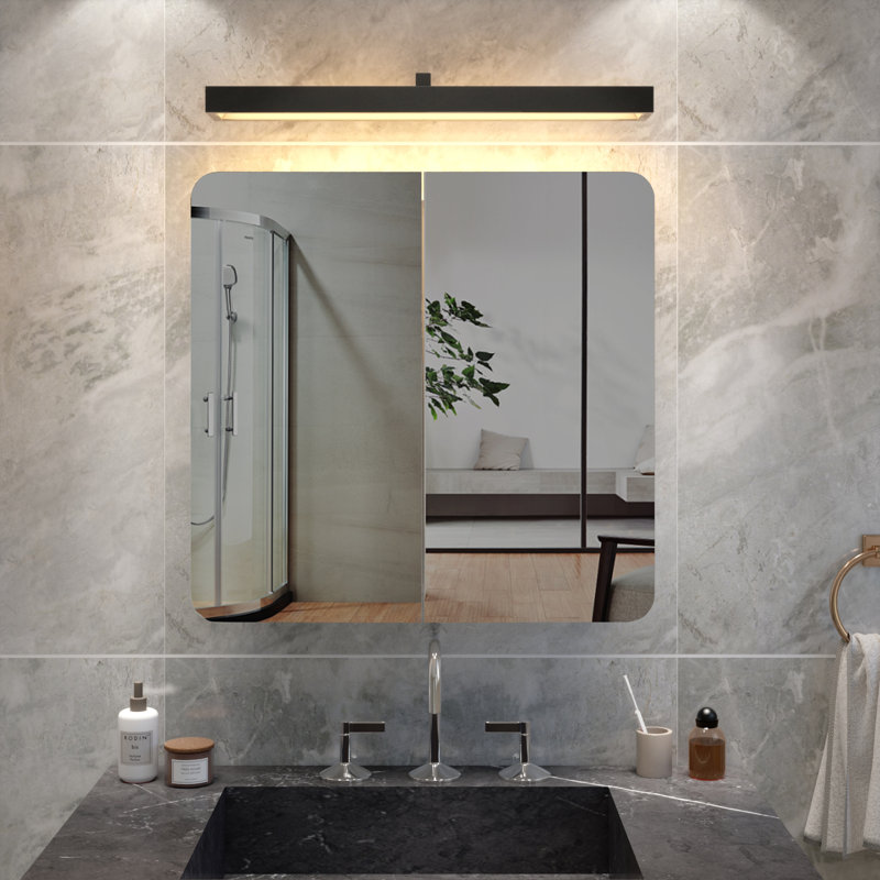 Caslyn 680mm W 660mm H Surface Frameless Medicine Cabinet Mirror   