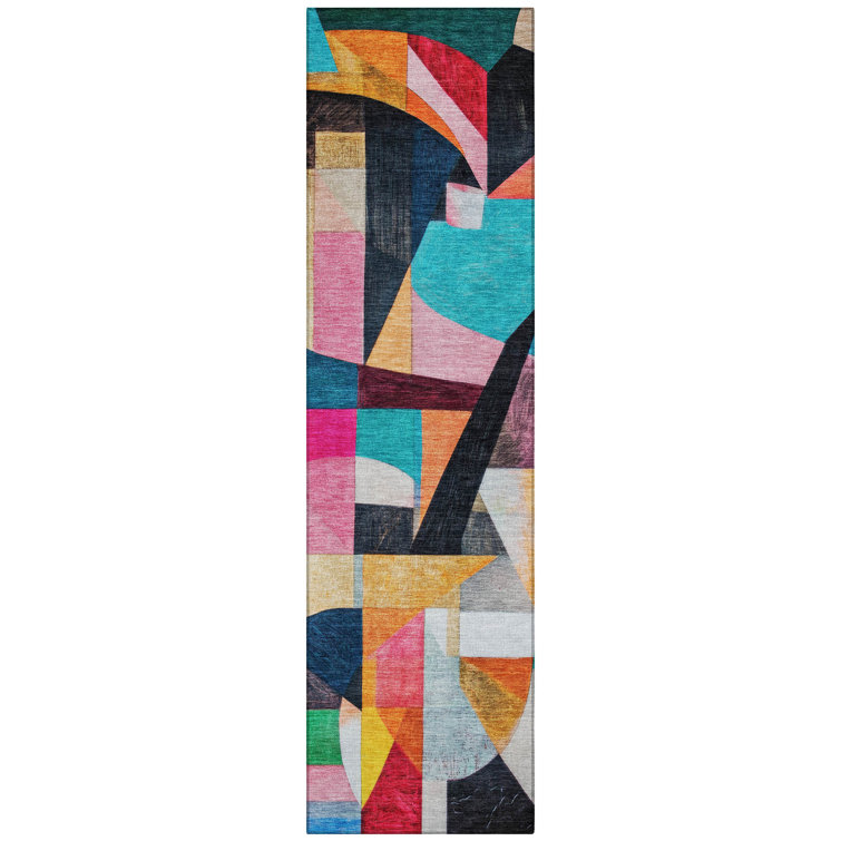 Machine Washable Indoor/Outdoor Xhevrie Blue Rug