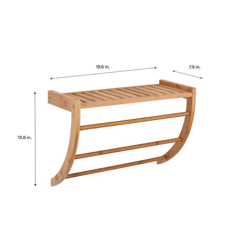 Lobel Bamboo Solid Wood Floating Shelf with Towel Bar
