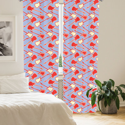 Guitar Semi-Sheer Rod Pocket Curtain Panels