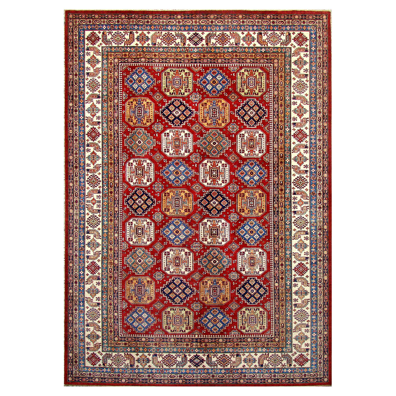 KASEKAZAKREIV Hand Knotted Wool Area Rug, Rectangle 5' x 8'