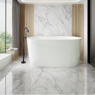 51" Acrylic Freestanding Bathtub-acrylic Soaking Tubs, With Chrome Overflow And Pop Up Drain