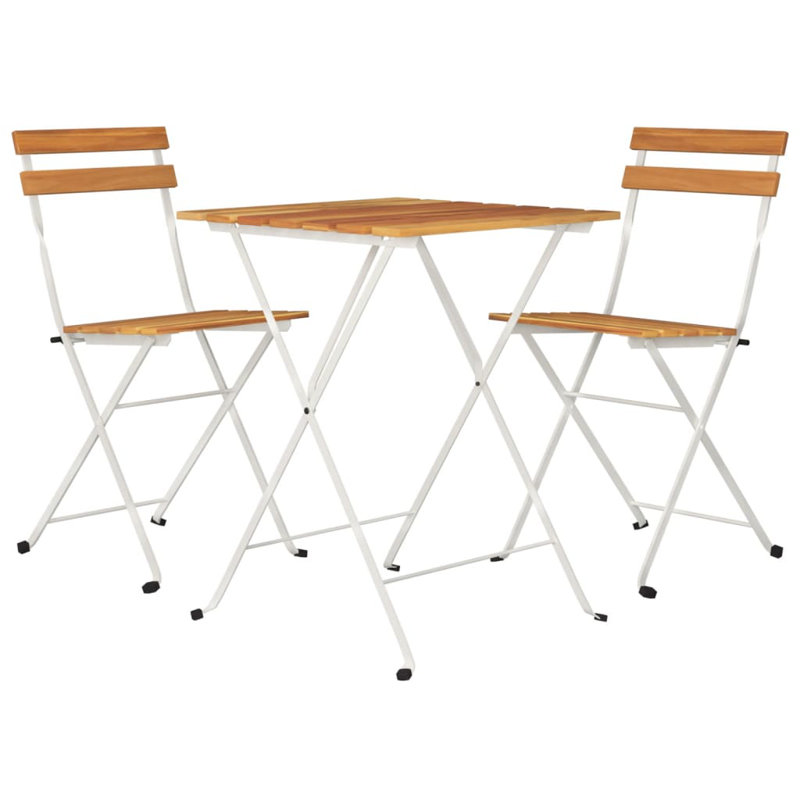 Virgina 3 Piece Folding Bistro Set Solid Wood Acacia and Steel