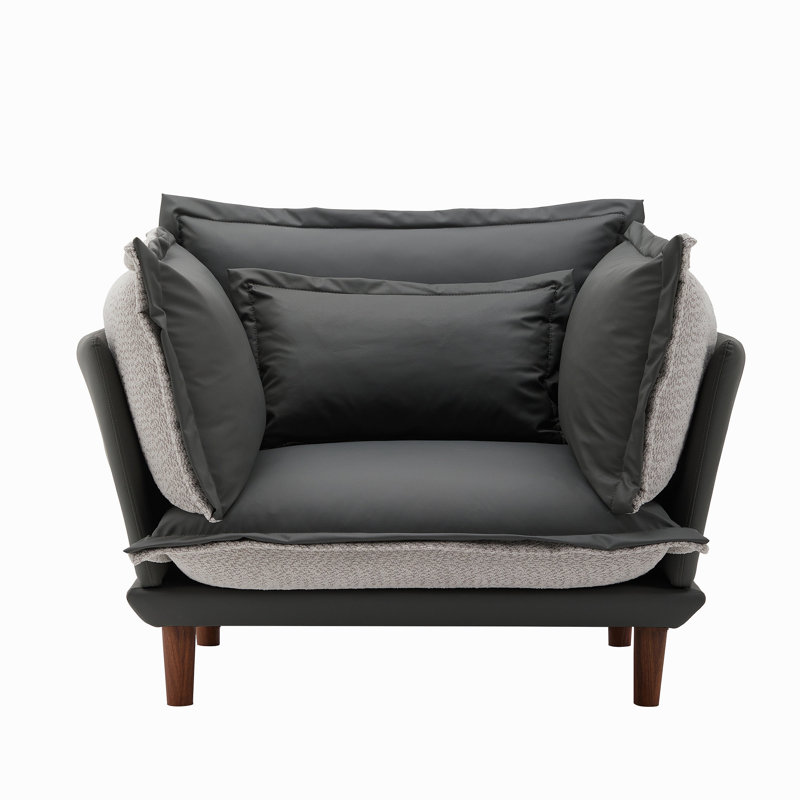 Fauteuil d'appoint surdimensionné en chenille de style moderne avec méridienne simple pour salon, chambre à coucher