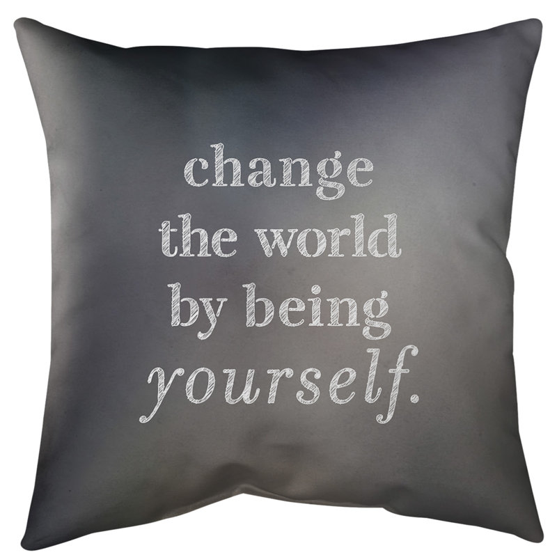 Coussin de plancher change the World, H 28 po x l 28 po, Gris
