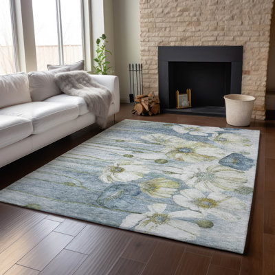 Tapis bleu Prisco lavable à la machine de qualité supérieure