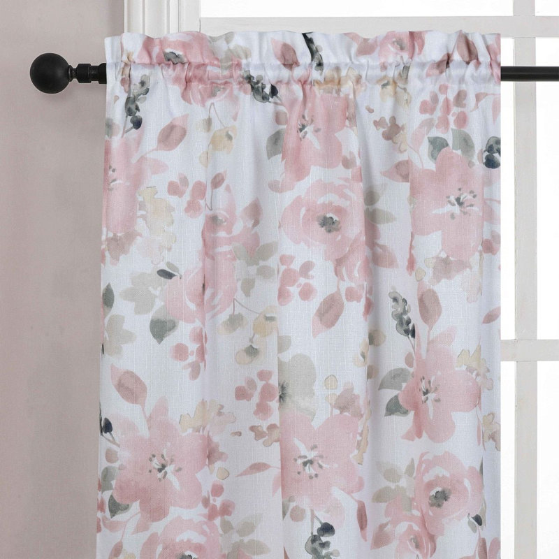  Ensemble de rideaux de cuisine et cantonnière 3 pièces Belissima, Rose