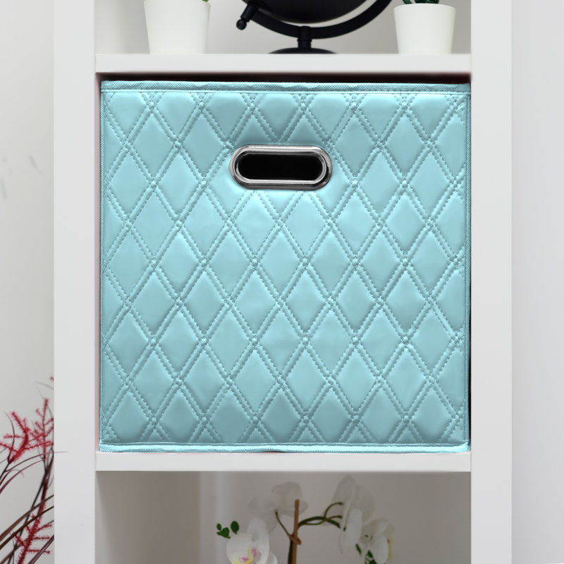 Ensemble de bacs de rangement en similicuir, Bleu