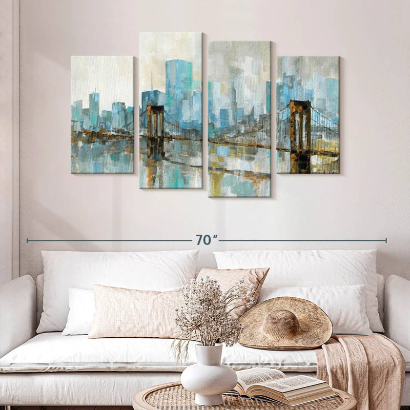 Avery Teal City Shadows, 32" H x 52" W