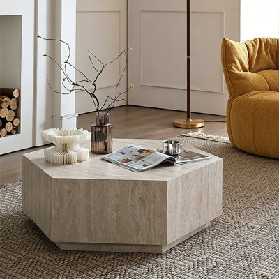 Table basse hexagonale en pierre frittée