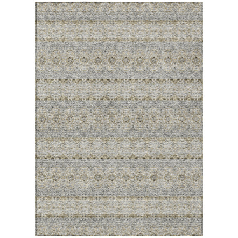 Tapis intérieur lavable à médaillon doré 5 pi x 8 pi