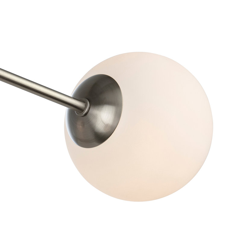 5 - Light Sputnik Chandelier, Brushed Steel, Brushed Steel, Opal White