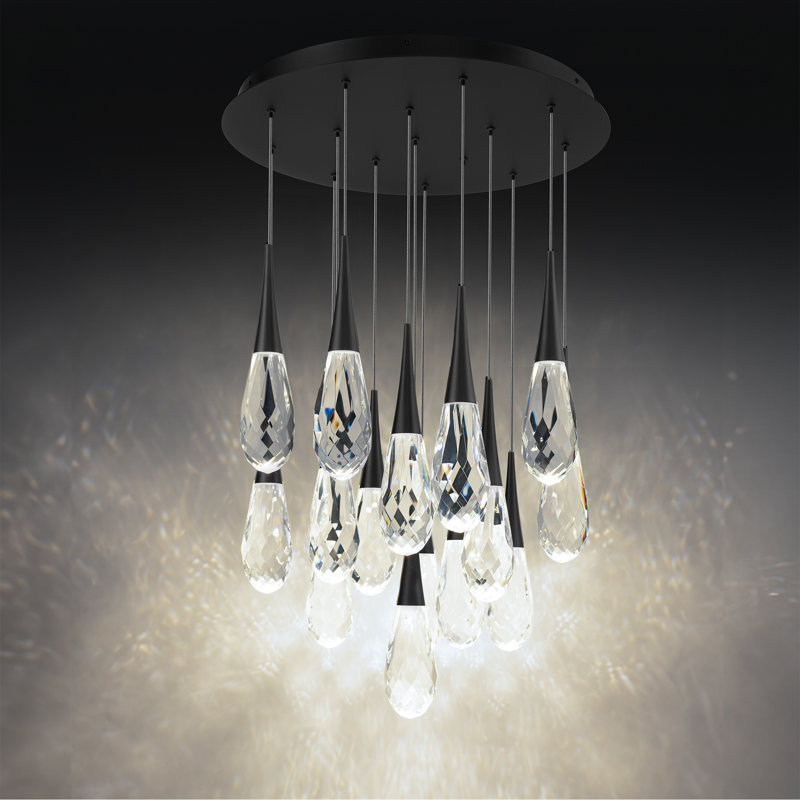 Hibiscus 15 - Light LED Pendant, Black