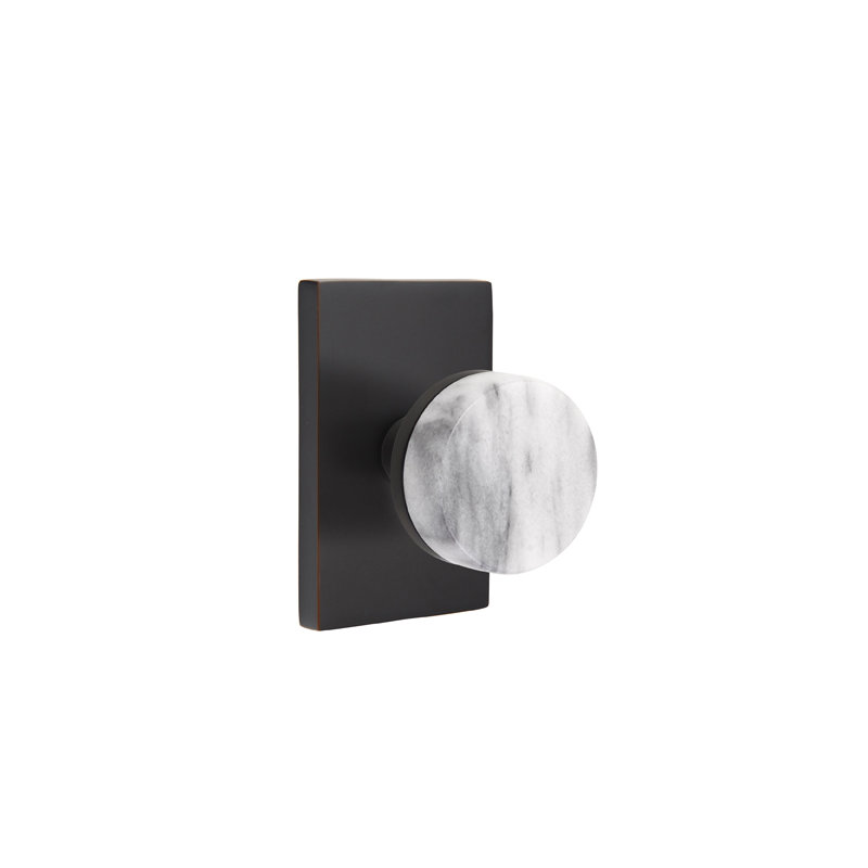 Select Round Knob with Rectangle Rosette, Oil Rubbed Bronze