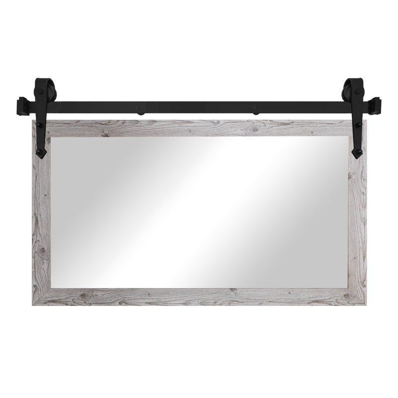 Ventanas Flat Wall Mirror, Distressed White, 33" x 66"