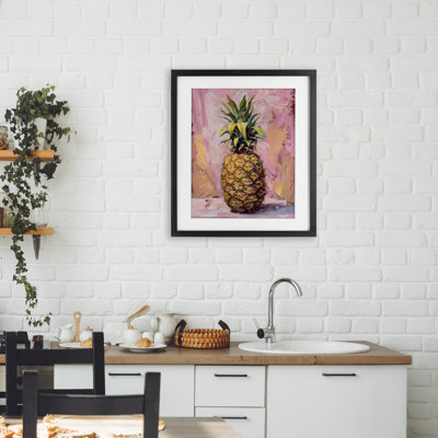 «Pineapple Bliss over Pink», reproduction encadrée sous verre, design par LSR Design Studio