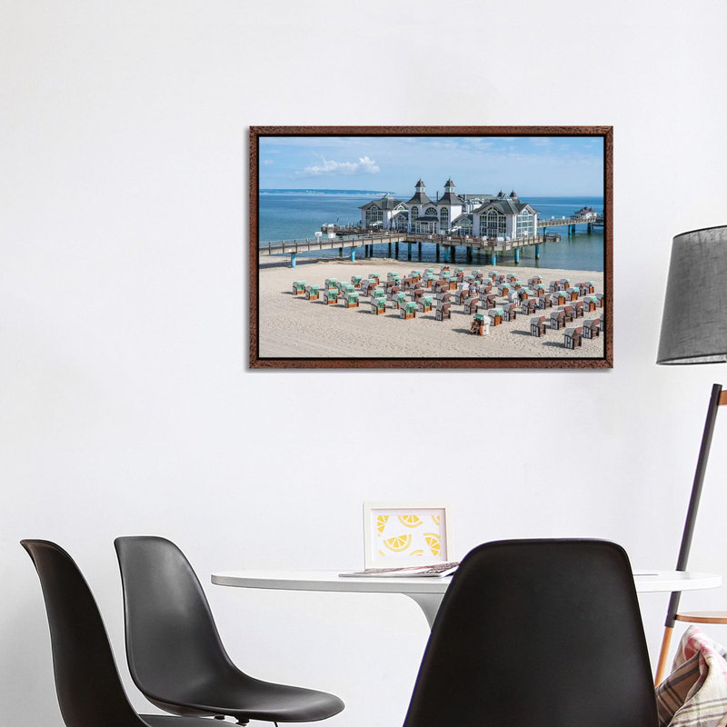 Seebrücke Sellin (Sellin Pier) In Summer, Mecklenburg-Vorpommern, Germany by Jan Becke - Floater Frame Rectangle Gallery-Wrapped Canvas GiclÃ©e on Canvas