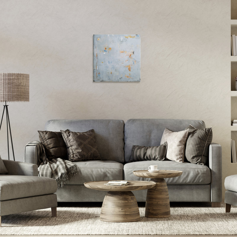 Toile abstraite grise et décorative, design par Jodi Major, H 17 po x l 17 po