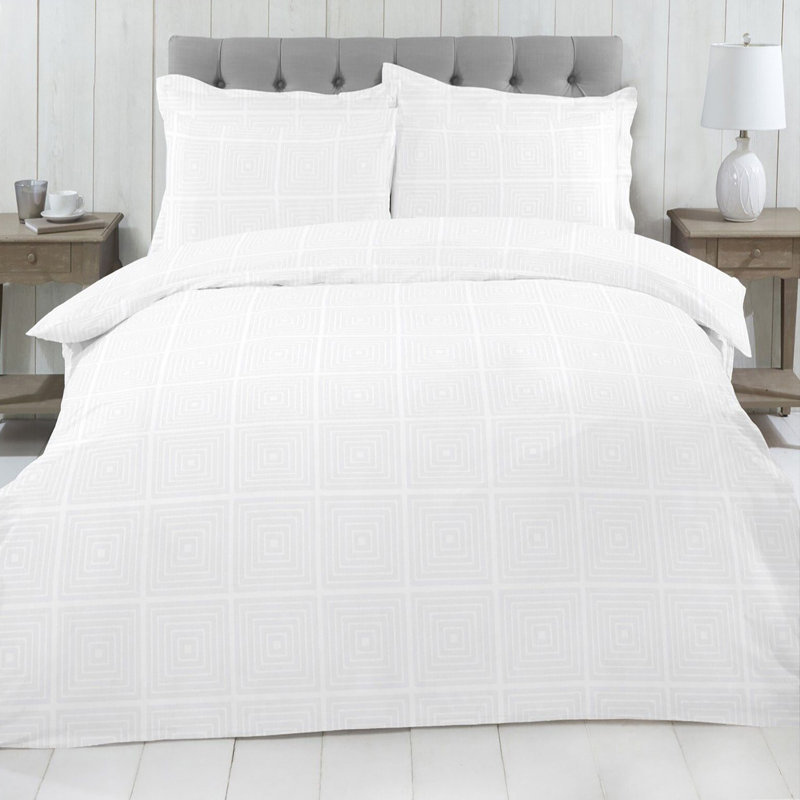 Solid Colour Duvet Cover Set with Pillowcases, Kingsize - 2 Standard Pillowcases