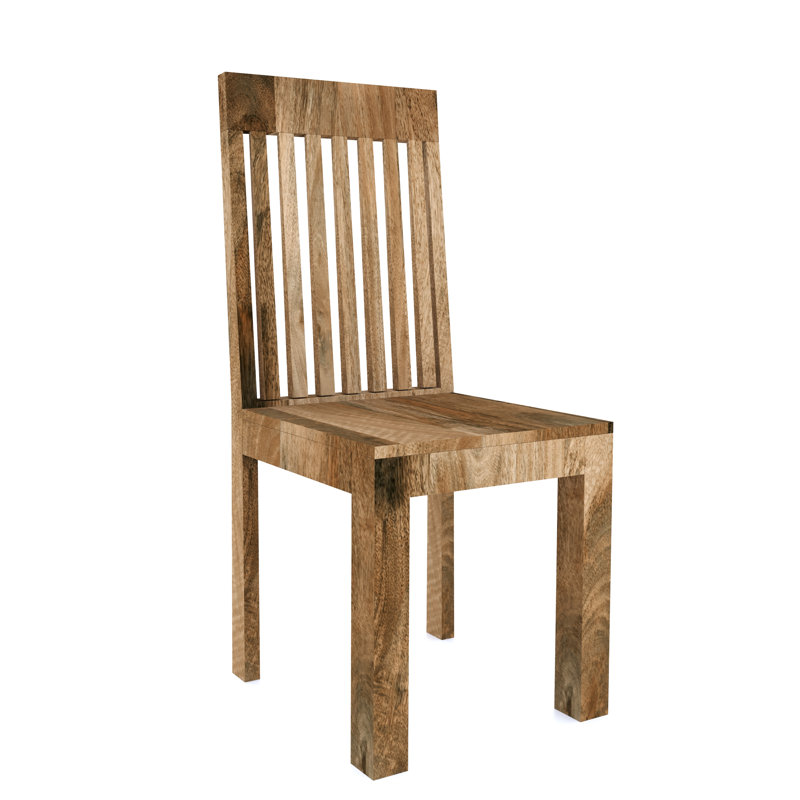 Cube Mango 37.5cm H Solid Wood Slat Back Side Chair in Brown