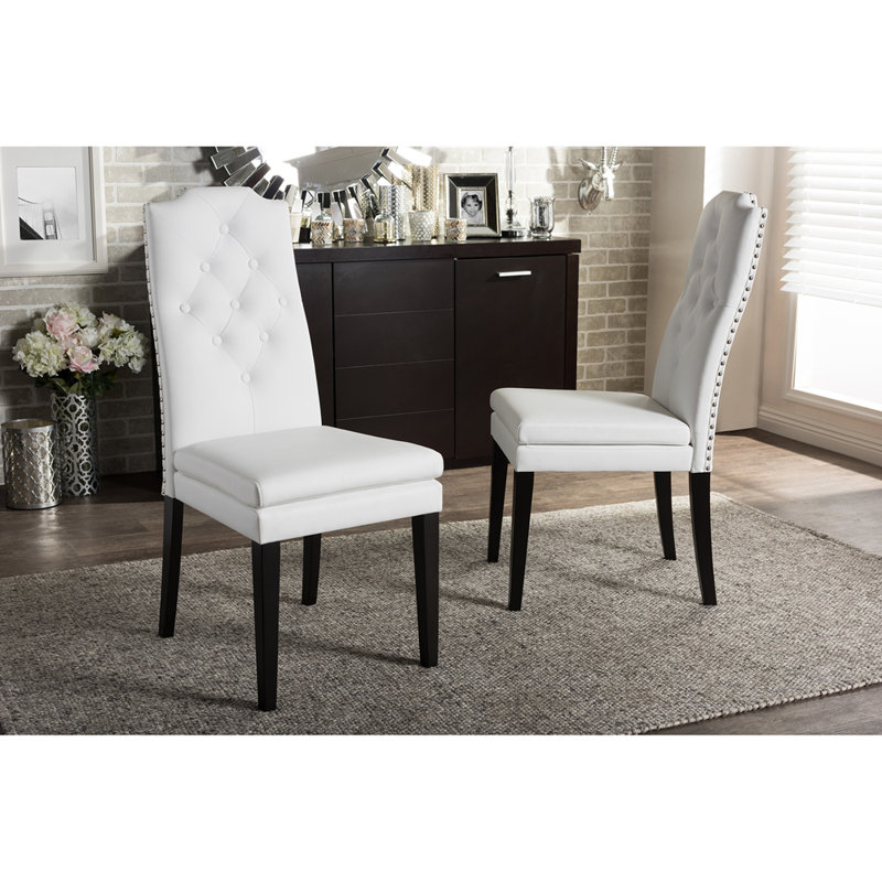 Chaise parsons capitonnée et capitonnée en blanc, Blanc