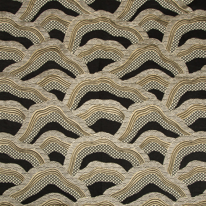 Les Rizieres Emb Fabric, Black/Gold