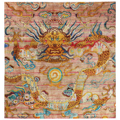 Gold Alchemy Contemporary Silk Rug - 7'11" x 8'7"