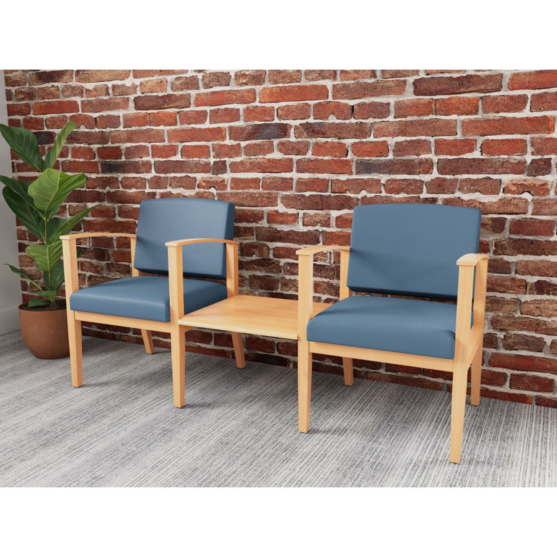 Structure en bois tandem 2 places avec table centrale Amherst, Naturel, Open House Quarry - bleu