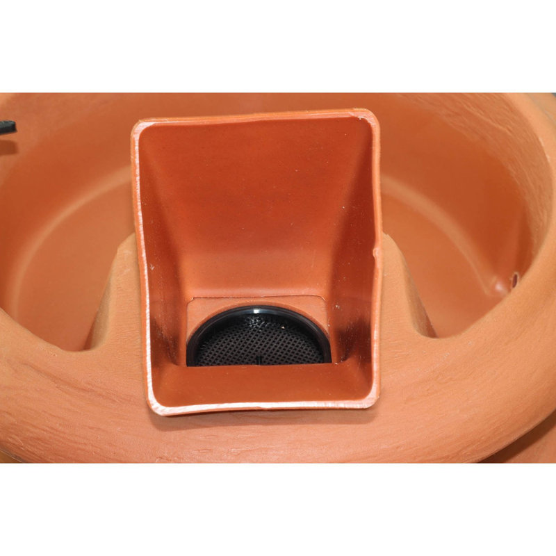 FCMP Outdoor Plastic Planter Rain Barrel and Hose, Brown