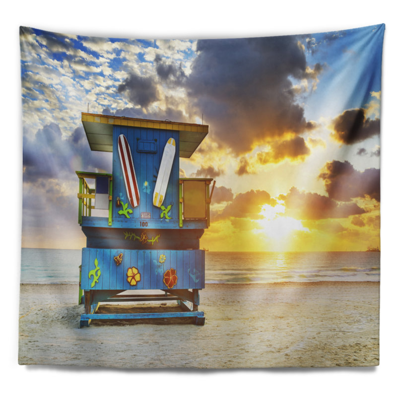 Tapisserie «Seashore Miami South Beach Sunrise», H 50 po x l 60 po