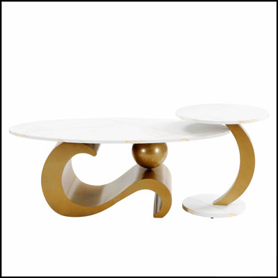 Ensemble de 2 tables basses gigognes modernes, design ovale et rond pour une décoration de salon élégante et polyvalente