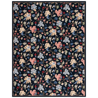 Chelsea Hand Tufted Wool/Cotton Floral Rug in Red/Black