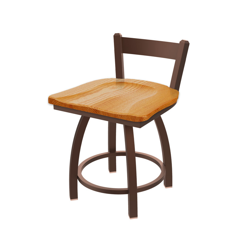 Tabouret de coiffeuse en métal Catalina, Bois - chêne moyen, Bronze