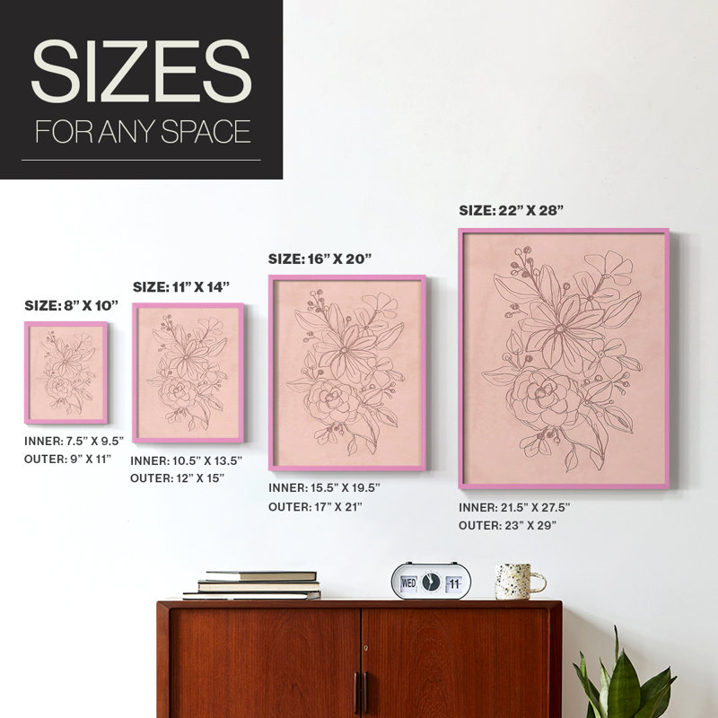 «Rosetone Blossoms I», reproduction encadrée de qualité supérieure - prête à être accrochée - aucun clou requis - aucun clou requis