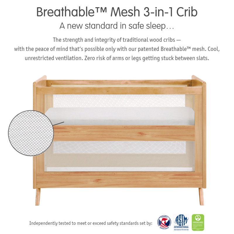 Beech and Chalkboard Mesh Convertible Crib with Eco-Friendly Pine