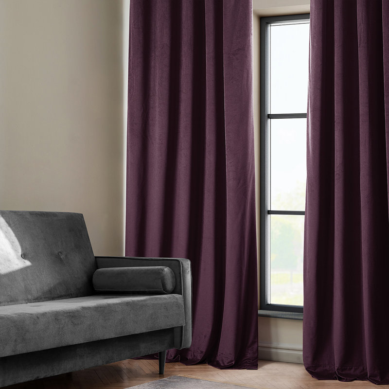 Matra Room Darkening Rod Pocket Single Curtain Panel, 50" W x 96" L, Winter Plum