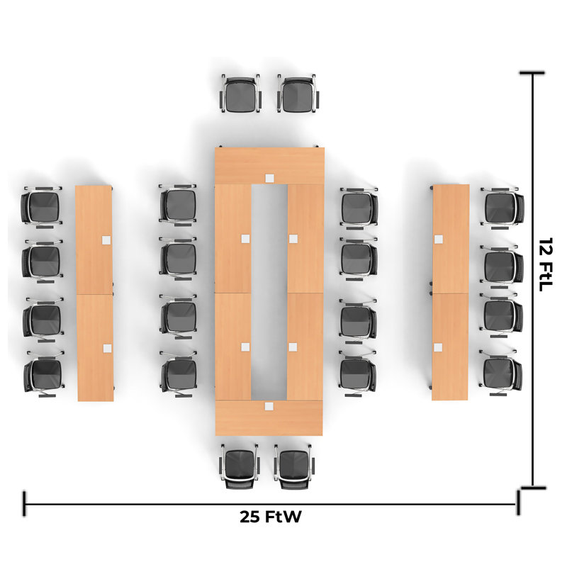 Tables Training Meeting Seminar Classroom 10Pc Beech Folding Industrial Caster Z-Base. Tables Connect.  Modesty Panel, Shelf, Power+Usb Outlet. Fold+Nest For Storage (Seating Not Included).