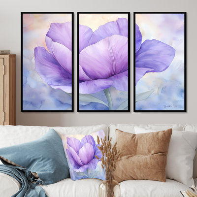 Fleur radieuse de tulipe mauve II - ensemble d'art mural tulipe