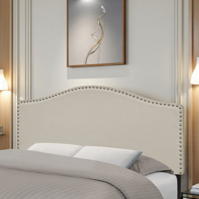 Roberto Full Bed, Headboard Only, Upholstered, Beige Linen Look, Transitional