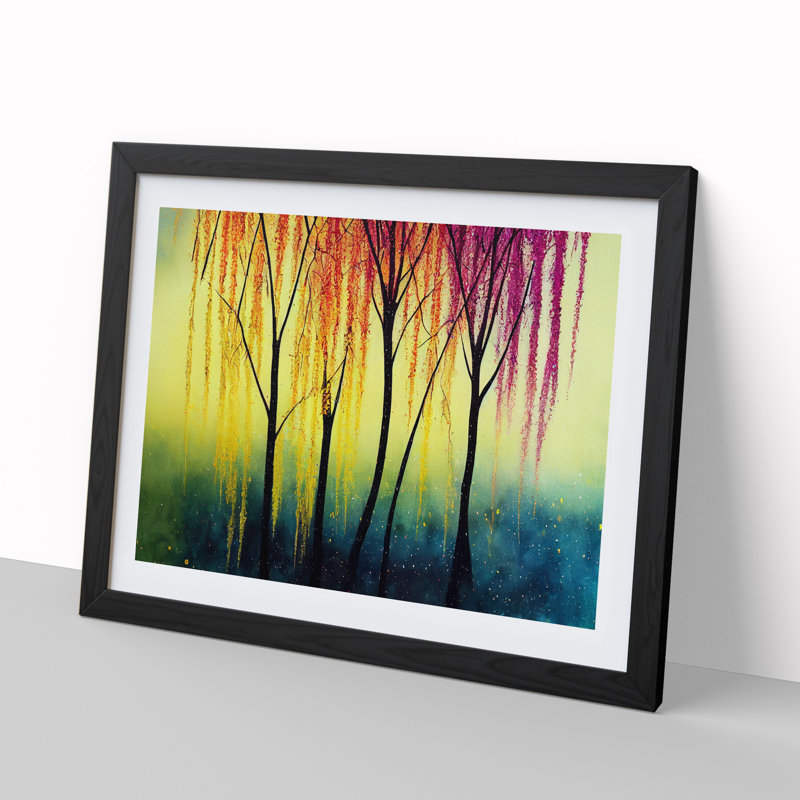 Brilliant Weeping Willow Trees - Single Picture Frame Print, Black Framed, 46cm H x 64cm W x 2cm D