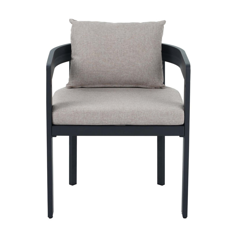 Modern Aluminum Dining Chairs with Plush Cushions, Coussin beige, structure noire