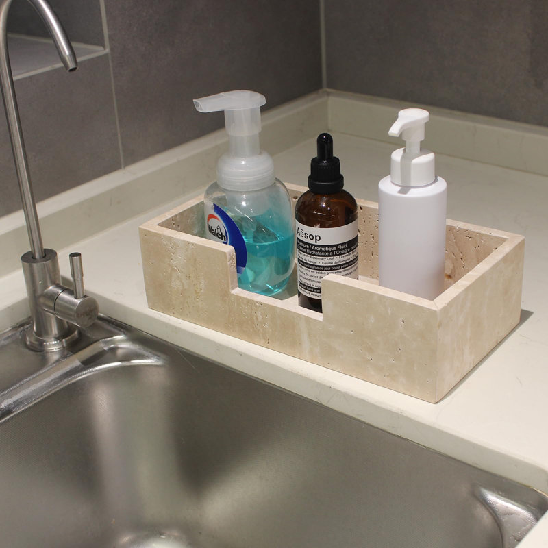 Porte-serviette en travertin, porte-serviette d'invité, panier à main en papier pour salle de bain / cuisine / restaurant