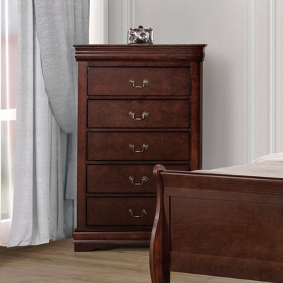 Transitional Dark Cherry 5-Drawer Chest of Drawers