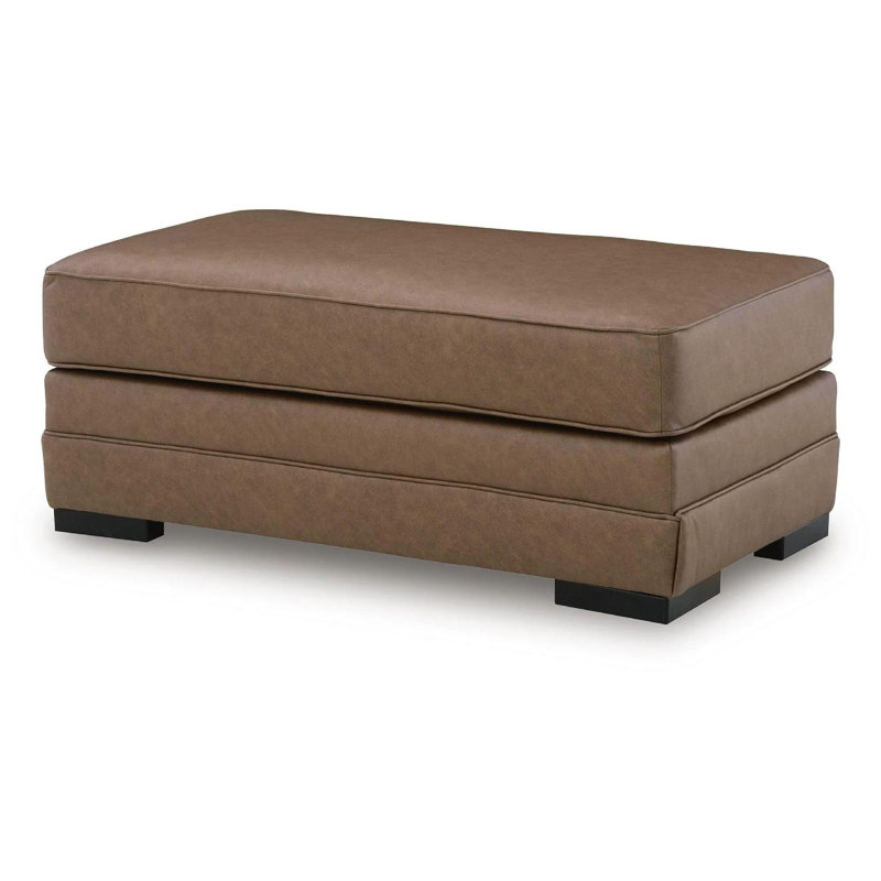 Repose-pieds surdimensionné Vile, similicuir brun caramel, noir, 44 po