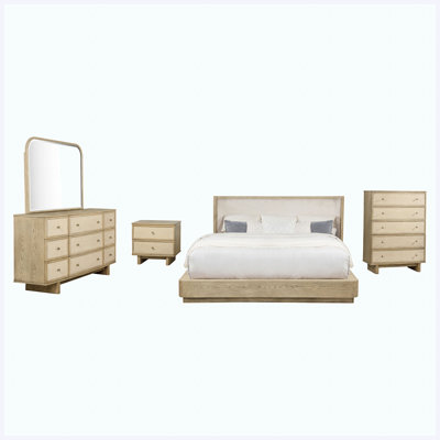 Beige Oak 5-piece Queen Bedroom Set